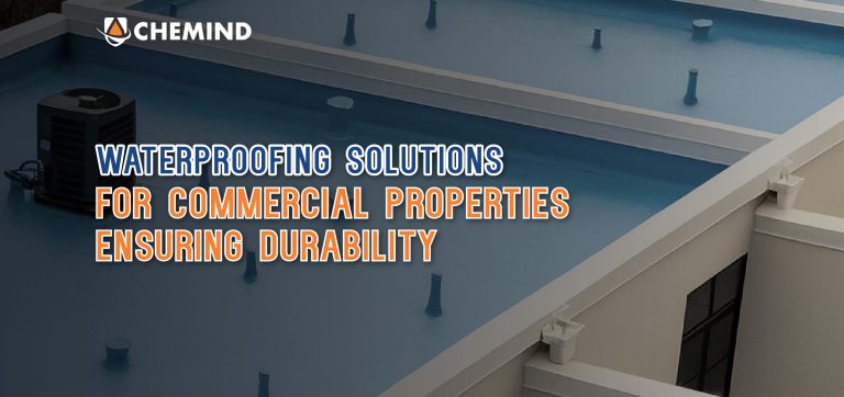 Waterproofed commercial building with roof membrane visualization